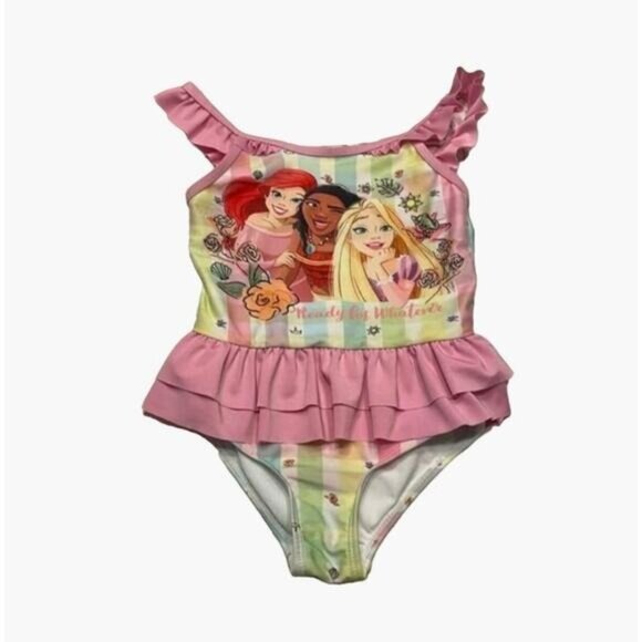 Disney Princess SWIM Bathing SUIT Pastel Ruffle 50+ UPF One Piece - Picture 1 of 6